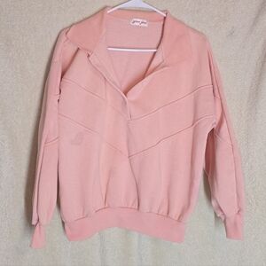 Women's  Urban Jump Vintage Light Pink Sweatshirt Distinct Chevron Pieced Constr